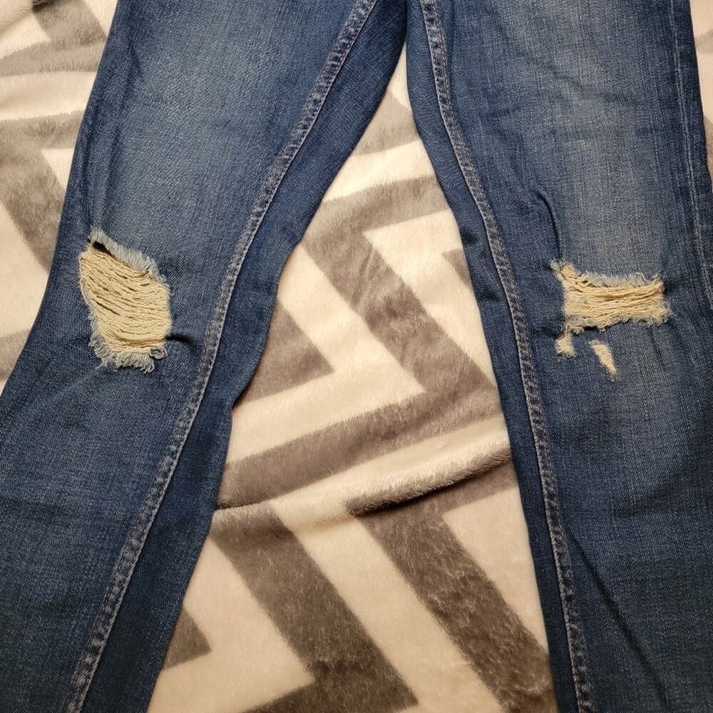 Topshop Moto Petite Lucas Jeans 24P Cropped Distressed Ripped Denim - Picture 7 of 12